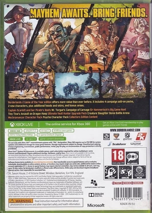 Borderlands 2 Game of the Year Edition - XBOX 360 (B Grade) (Genbrug)